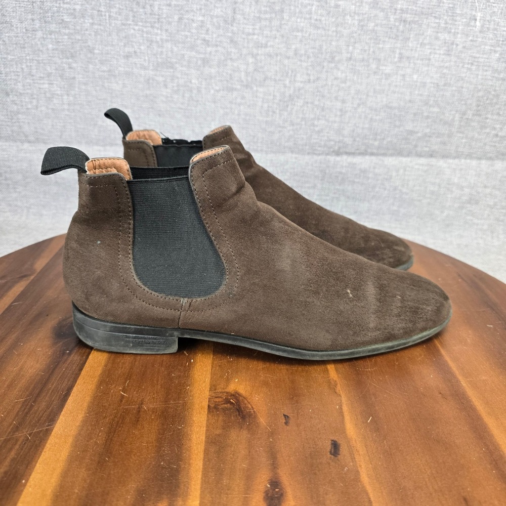 Mens Brown Suede Chelsea Boots Ankle Pull On Elastic Gore Size EUR 41 US 8.5